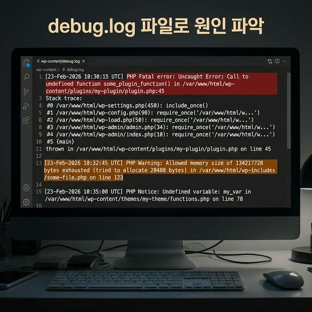 debug.log 파일로 PHP Fatal Error 원인 파악 — Fatal error, Warning, Notice 로그 확인