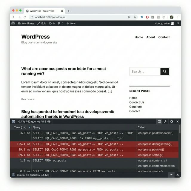 Query Monitor 플러그인 — DB 쿼리 수, 실행 시간, 메모리 사용량, 느린 쿼리 목록 실시간 확인
