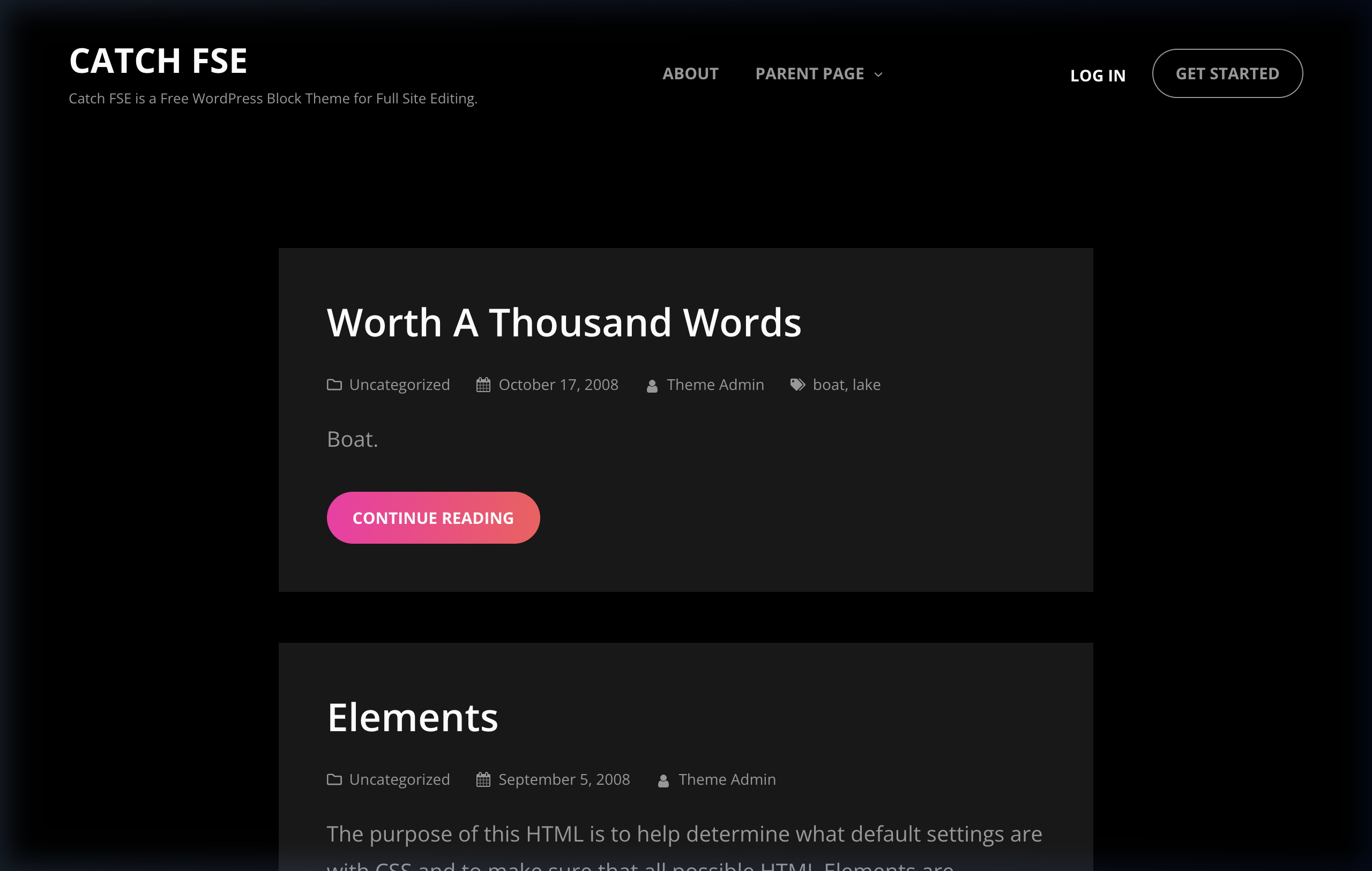 Catch FSE 워드프레스 블록 테마 데모 화면