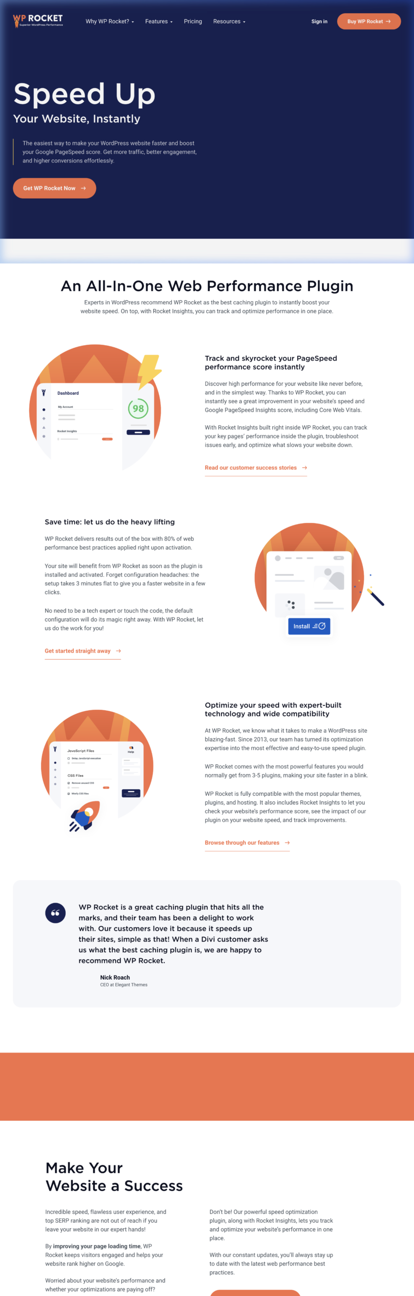 WP Rocket 캐싱 플러그인 공식 사이트